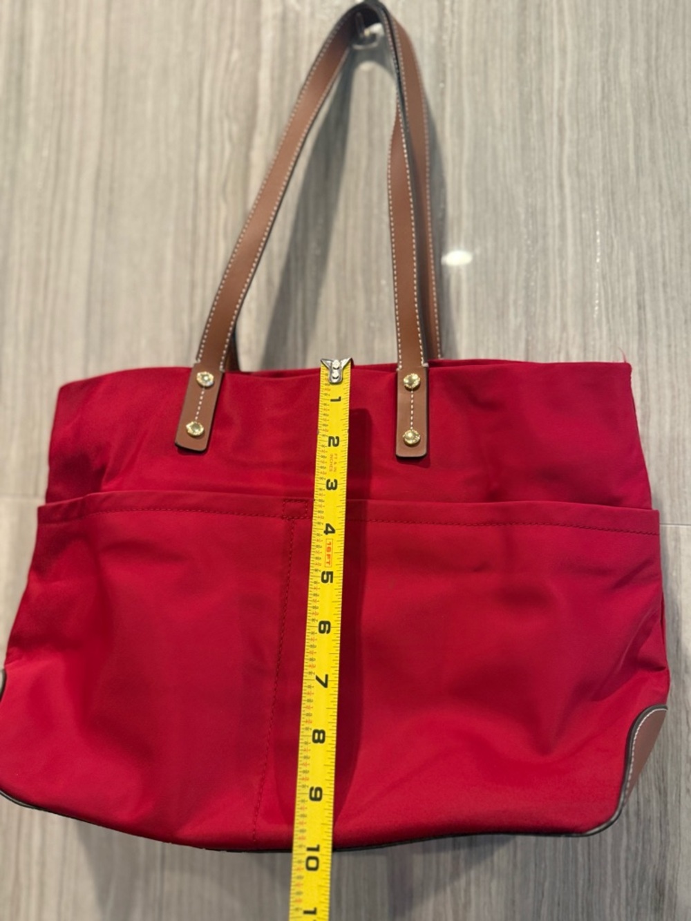 Calvin Klein Red Tote with Brown Handles - Picture 3 of 4